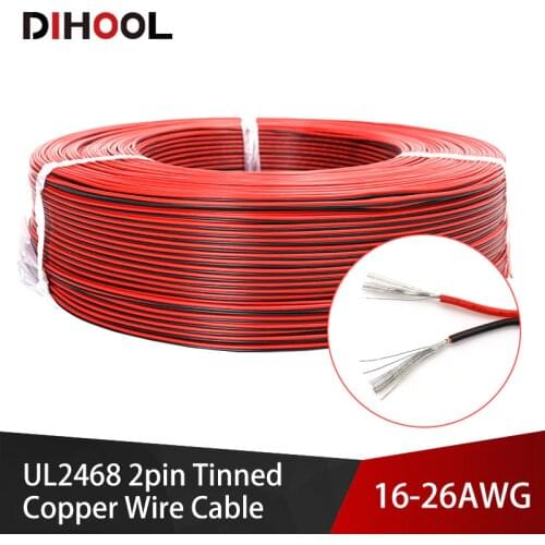 UL2468 2pin Tinned Copper Wire 26/24/22/20/18/16 AWG Red Black Cable for Internal wiring of electrical and electronic equipment