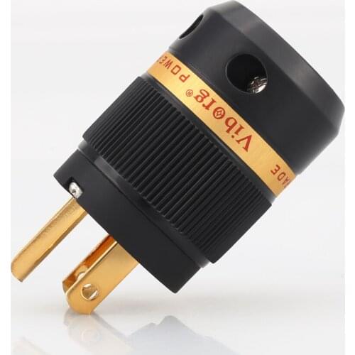Viborg VM501G Pure Copper Gold Plated US AC Power Plug Connector for Audio DIY Mains Power Cable