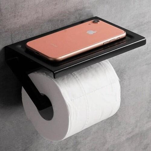 Space Aluminum Bathroom Toilet Paper Holders Storage Hooks Shelves With Phone Holder Kitchen Tissue Holder Bathroom Accessories