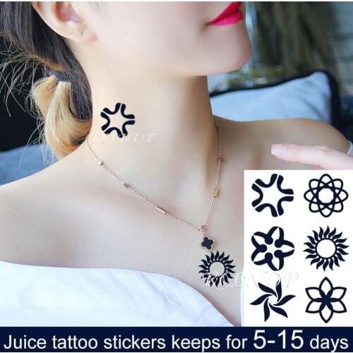 Waterproof Temporary Juice Tattoo Sticker Sun Totem Geometric Shape Flash Tatoo Fake Tatto Hand Arm Leg Back Art for Men Women