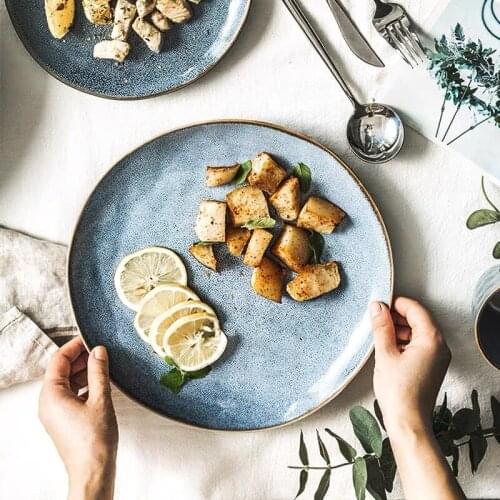 Japanese Style Ceramic Dessert Soup Bowl Creative Salad Steak Plate Breakfast Dinner Dish Coffee Tea Mug Kitchen Tableware