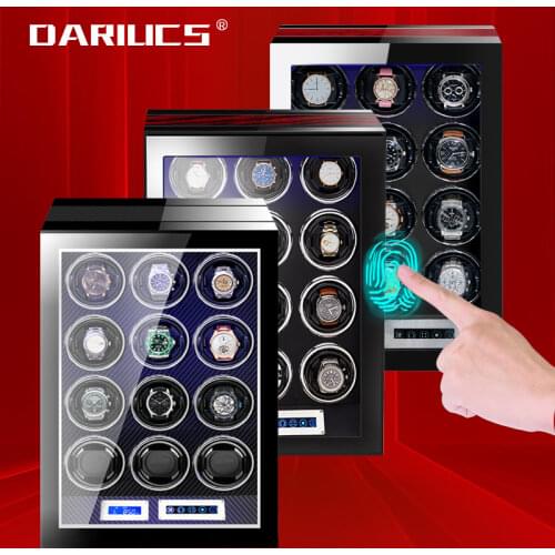 Watch Winder box for Automatic Watches Quite Japanese Motor fingerprint to unlock High Quality Rotate 12 slot Watch LED