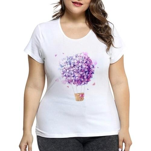 T-shirts Women 2021 Flower Print Casual Fashion Trend Summer Clothes for woman ladies T-shirts Top Female T-Shirt plus size 4XL