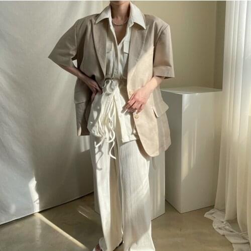 New Suits Female Vintage Autumn Notched Collar Plaid Women Blazer Breasted Jacket Casual Pockets Womens Suits Coat Blazers Suits