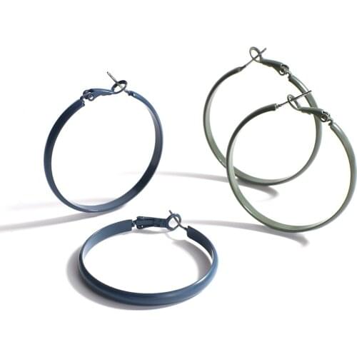 AENSOA Candy Colors Round Alloy Big Earrings for Women Girls 2021 Trendy Geometric Circle charm Hoop Earring Statement Jewelry