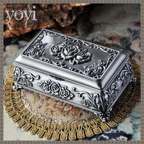 Restore Ancient Korean And European Style Lovely Princess Jewelry Box Rose Metal Ornaments Accept Box Makeup Box Ring Box