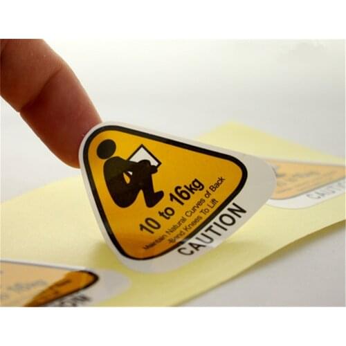 Customized Logo Name Paper Label Printed Glossy Paper Sticker Printing Laminated Caution Stickers 1000pcs