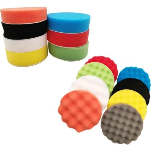 15pcs Polishing Pad 3/4/5/6/7 inch Sponge Compound Buffing Pads Wave Flat Polishing Set Backing Plate Foam Waxing Pads Plate