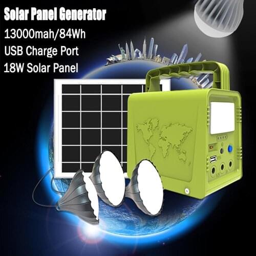 18W Solar Panel Power Generator Home System Kit 5V USB Charger Portable Solar Storage Generator System Outdoor Garden Lighting