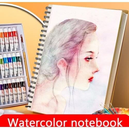 180G A4 Watercolor Notebook 50sheet Watercolor Paper Sketchbook Medium and Coarse Texture Hand Painted Book Office School Art