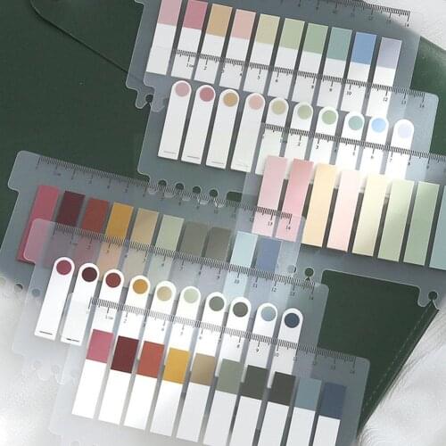 200 Sheets Morandi Color Loose-leaf Index Label Mark Book Account Sticky Ruler Note Sticker Convenience Sticker Hand Color N3C4