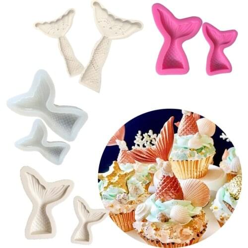 3 colors Mermaid Tail Silicone Cake Mold Handmade Soap Mold Fish Fork tail Baking Sugarcraft Fondant Cake Decorating Tools