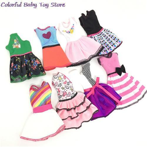 5pcs 2018 Newest Fashion Dress Beautiful Handmade Party Clothes For Doll Best Gift Toy Send By Random