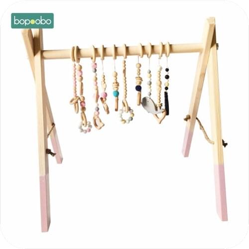 Bopoobo Classic Wooden Baby Gym Without Gym Toys Activity Gym Toy Accessories Montessori Rattles Nursery Teether Shelf Portico