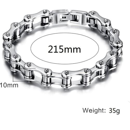 Hip hop punk stainless steel bracelet mens Bicycle Motorcycle Chain Bracelet 8.5 Inch rock rap essential