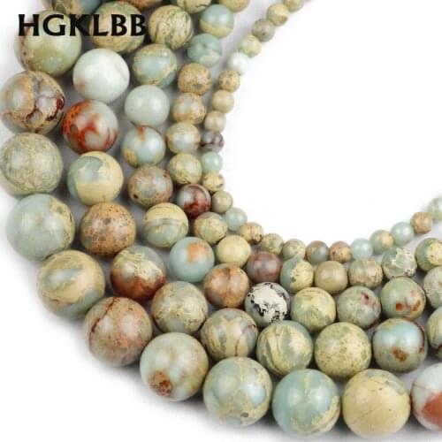 HGKLBB Natural Serpentine Stone Beads 4 6 8 10 12mm Round Ore Loose Beads for DIY Jewelry Making fashion Bracelet Accessories