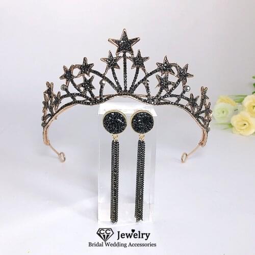 CC Bridal Crown Wedding Hair Accessories for Women Engagement Jewelry Star Shape Headdress Vintage Tiara Coronet Party Gift YQ63