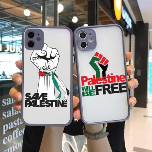 Free palestine Phone Case For iPhone 12 11 Mini Pro XR XS Max 7 8 Plus X Matte transparent Gray Cover