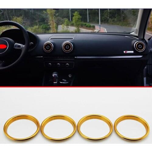 For Audi A3 8V 2012-2015 Stainless Steel Air Vent Outlet Ring Cover 4Pcs Gold