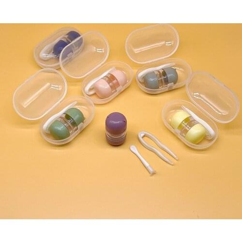 1 Pcs Contact Lens Case Box Tweezers Suction Stick Holder Container Cute Round Mini Colored Contact Lenses Case Travel Kit Box