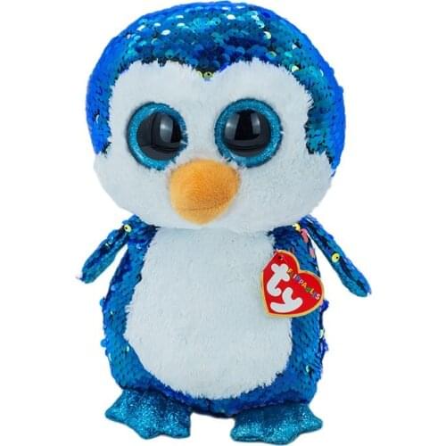 Ty Flippables Big Eyes 6" 15 cm Reversible Sequin Blue Penguin Sparkling Regular Plush Stuffed Toys Animal Doll Kids Xmas Gift