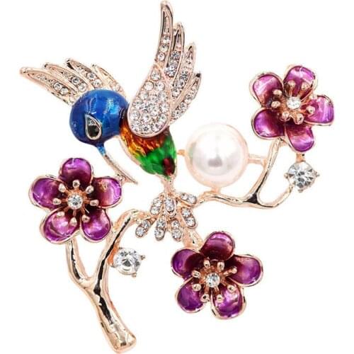 Cute Pearl Lovebirds On Branch Animal Brooches Wedding Banquet Fashion Gold-Color Bird Pins Brooch Jewelry For Women