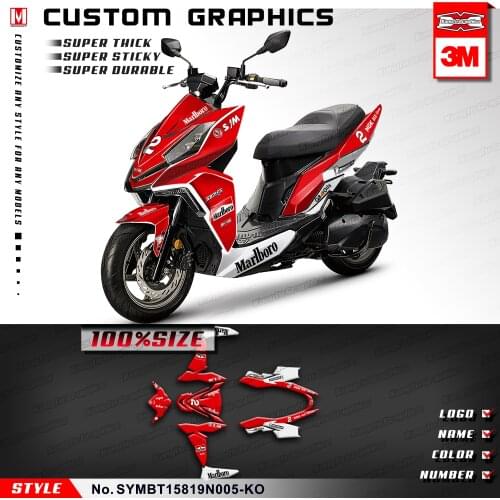 KUNGFU GRAPHICS Personalised Stickers Vinyl Decal Set for SYM DRG BT 2019 2020, Red Kit