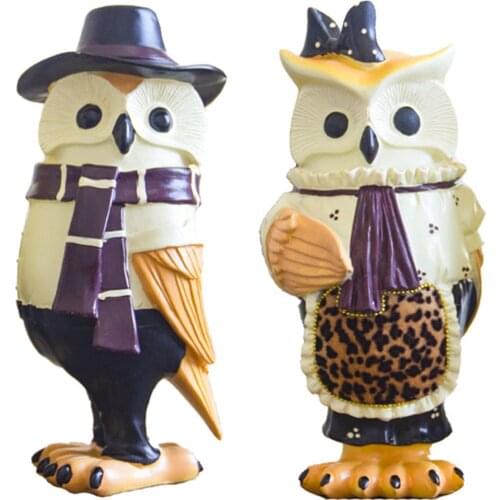 Multicolor Resin Owl Statues Ornaments for Desktop Home Decoration Gifts
