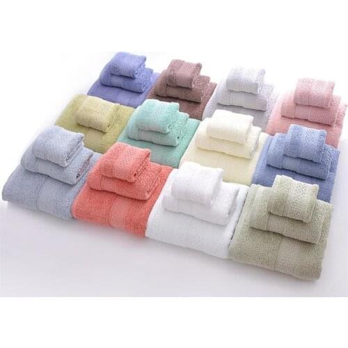 Fashion Hotel Towel Sets 3 Pieces Each Set Towel Combed Cotton Adult Bath Towel Hand Towel Sets 140x70cm 74x33cm 17 Colors