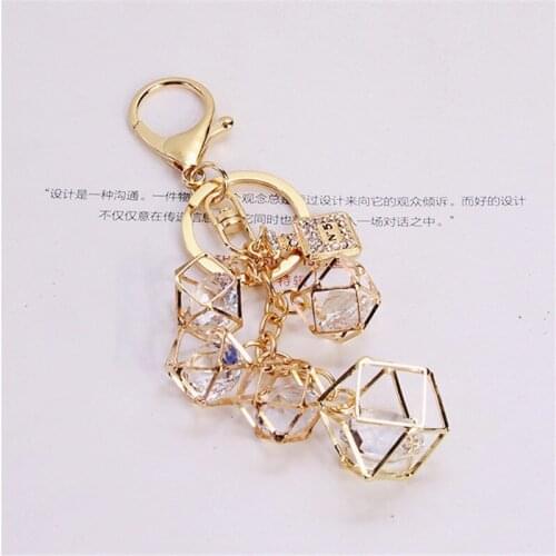 Fashion personality geometric key chain Keychain women car Keychain Creative Couple Key Ring