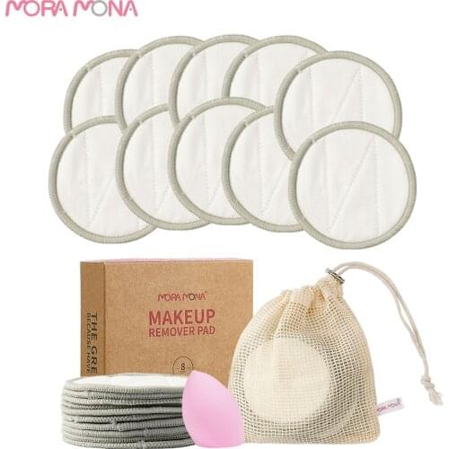 Mora Mona Reusable Bamboo Cotton Makeup Remover Pad Washable Face Cleaning Pad Natural Environmental Protection Pad