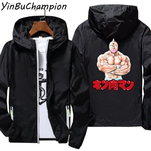 Muscle Kinnikuman Anime Ultra Light Mens Women Hooded Male Windbreaker Reflective Coat Sunscreen Pilot Beach Cycling Jacket 7XL