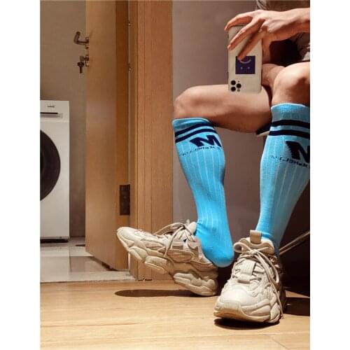 New Design Men Socks Sexy Male Gay Top Vers Bottom Socks Comfortable Football Sports HighTube Stocking Sock