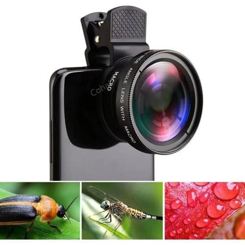 2 IN 1 Lens Universal Clip 37mm Mobile Phone Lens 0.45x 49uv Super Wide-Angle + Macro HD Lens For iPhone Android Smartphone