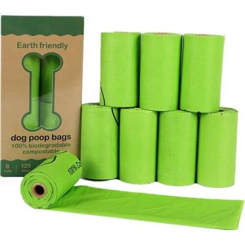 1/4/8 Rolls Biodegradable Dog Poop Bags Corn starch Earth Friendly Waste Bag for Dogs portable pooper bags