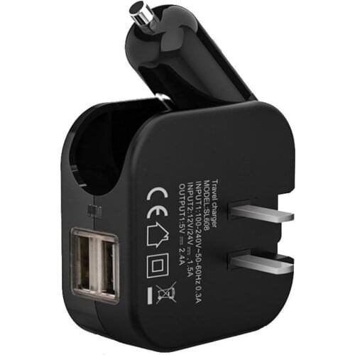 Portable Double usb car charger travel charger 2 in 1 Mini universal charger Electrical plug