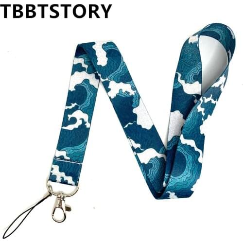 Hokusai Waves Neck Strap Lanyard For Keys ID Card Neck Strap Mobile Phone Straps USB Badge Holder Keychain Hang Rope Lanyards