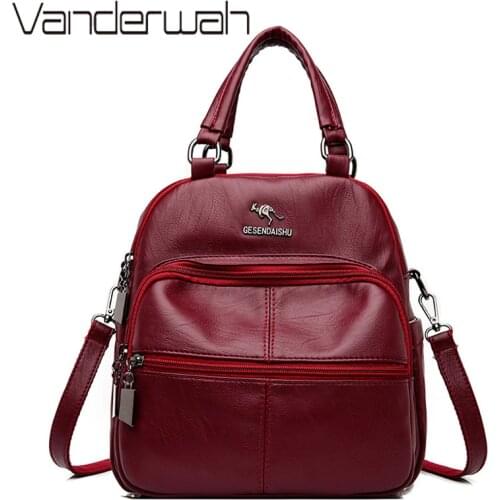 New Multifunction Women Soft Leather Backpacks Female Sac A Dos Fashion Daypacks High Capacity Casual Backpack Mochilas Feminina