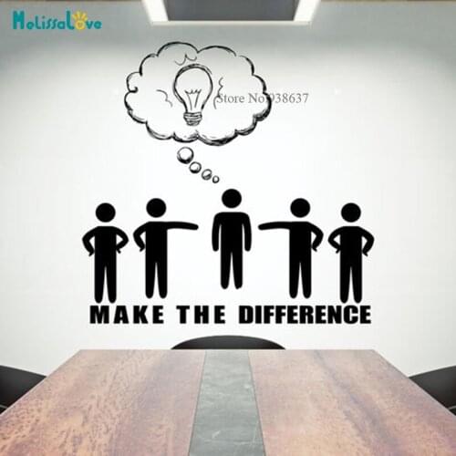 Make The Difference motivation Encourage Quote Sticker Company office business Decor Removable Vinyl Wall Stickers BB387