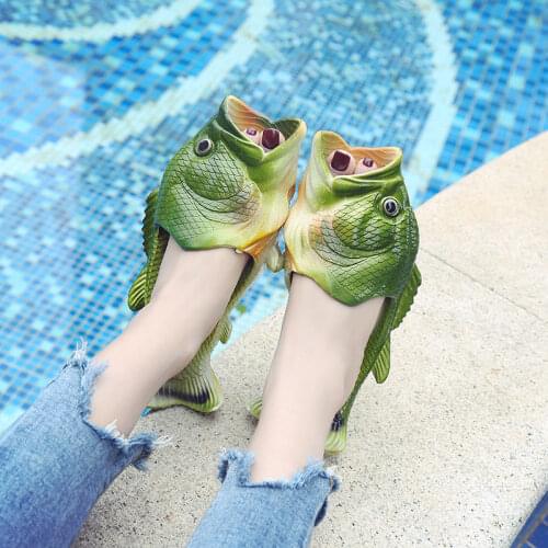 Fish Slippers 2021 New Funny Creative Anti Slip Fashion Saltfish Word Drag Adult Trend Cool Slippers Wear Outside