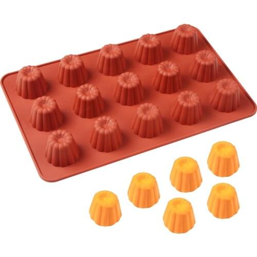 Silicone Cannele Mold 15 Cups French Custard Coffee Cake Mould Bordelais Silicon Candy Maker Muffin Jelly Cake Pan Baking tools