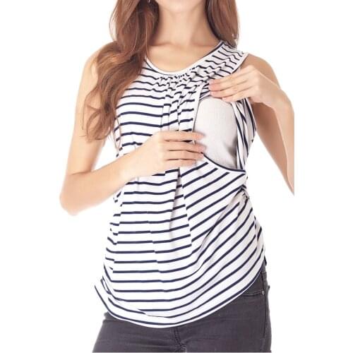 Maternity Nursing Top Breastfeeding Tank Top Tee Shirt Double Layer Sleeveless Pregnancy Shirt Camiseta Lactancia Mujer
