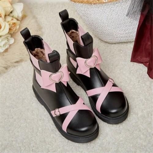 PXELENA Belt Buckle JK Lolia Girls Martin Boots Low Heels Round Toe Uniform Anime Japanese Collegiate Cosplay Shoes Plus Size 43