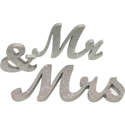 Solid Mr & Mrs Gold Silver Wooden Letters for Wedding Decoration Sign Top Table Present Decoration 40 Sets ZA5681
