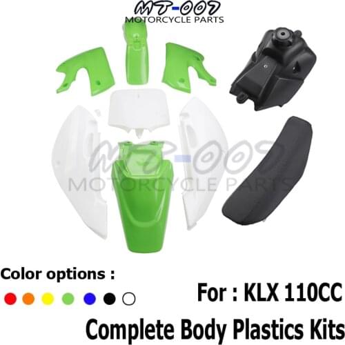 Motorcycle parts dirt bike plastic Fairing Fender Kit & seat & fuel tank For kawasaki KLX110 KX65 DRZ110 RM65