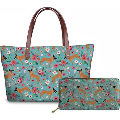 NOISYDESIGNS Womens Belgian Malinoi Dog Printing Shoulder Bags Ladies Top-Handle Bag for Females Large Handbag Luxury Wallets