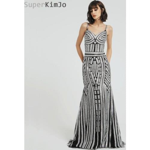 SuperKimJo Vestido De Festa Longo Sparkly Mermaid Evening Dresses Long Sexy Elegant Formal Dress Women Elegant