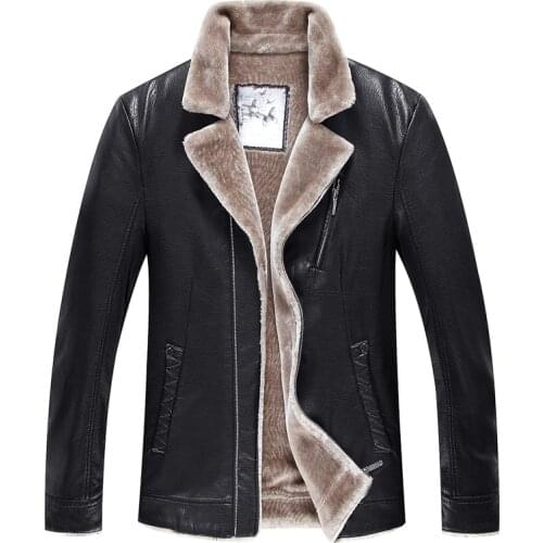 Plus size 8XL Winter Leather Jacket for Men Fashion Leather clothi Brown Sheepskin Jackets and with Wool Lining New Arrival