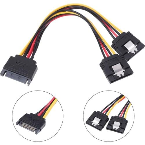 1Pc SATA Power 15-pin Y-Splitter Cable Adapter Male to Female for HDD Hard Drive