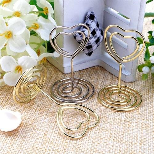 10Pcs/Lot Memo Folder Solid Color Heart Shaped Metal Clip Storage Rack Decorative Artware for Home Office Party Favors